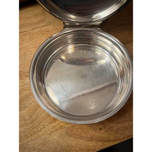 Sheffield Silver Company Silent Butler Silver Over Copper, Raised Flower on Lid - Picture 5 of 10